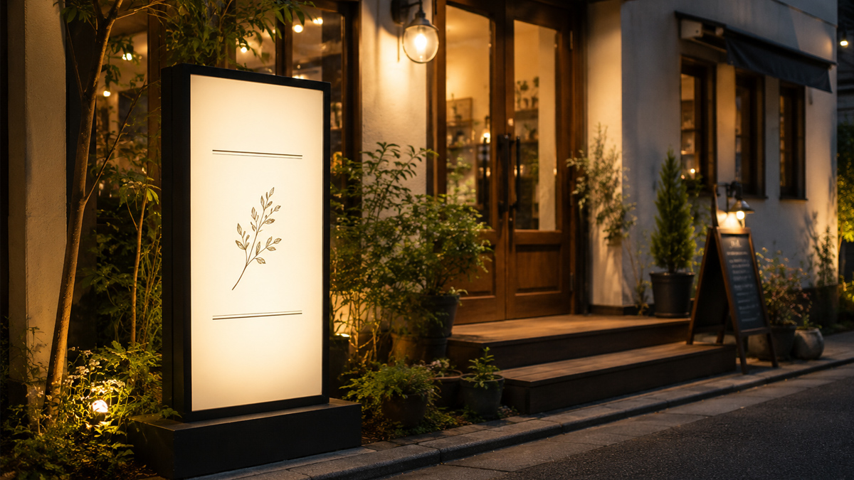 電飾看板の設置風景