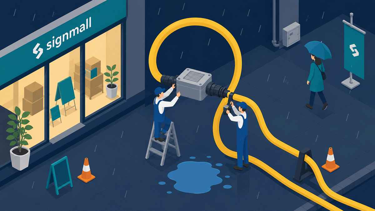 連結部が雨に濡れないように持ち上げているイラスト
