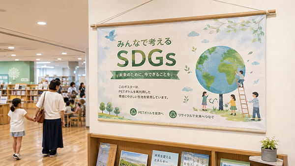 公共施設に掲示したSDGsをテーマにした啓発タペストリー