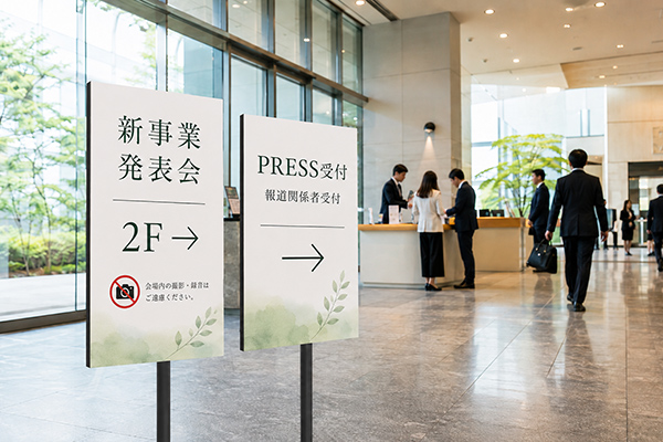 施設内でRecoボードが掲示されている風景
