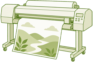 ロール紙に印刷する工程のイラスト