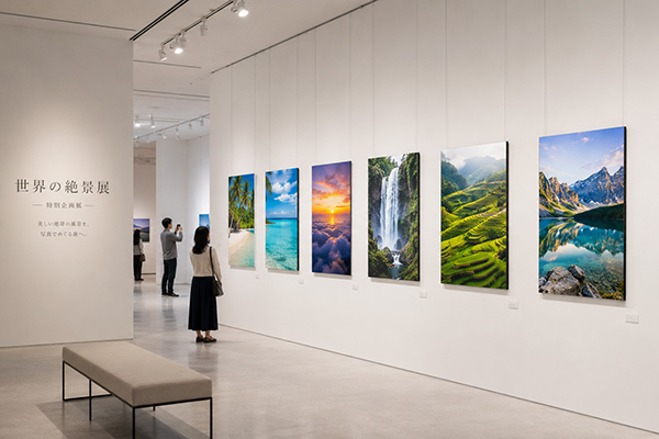 写真展でRecoボードが掲示されている風景