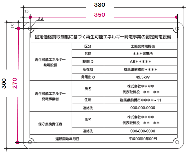 太陽光発電施設用標識タイプB