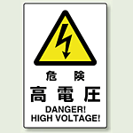 JIS規格安全標識 ボード 危険高電圧 (802-491)