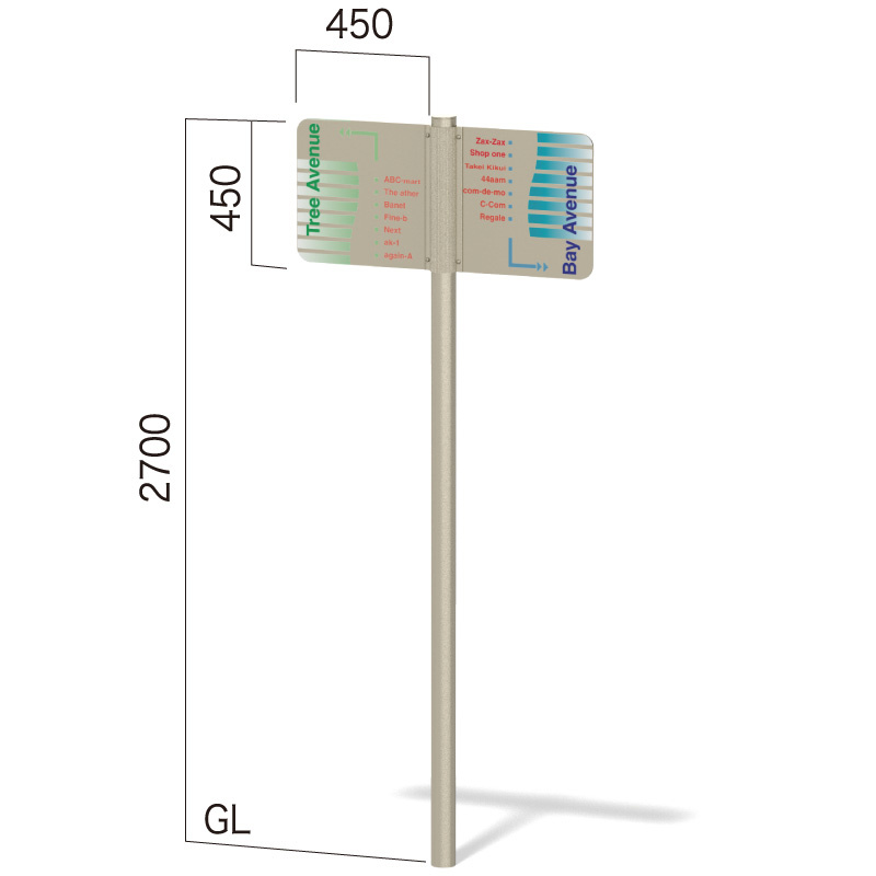 1本脚方向サイン インフォメックス GY-8T (2面パネル水平) アーバングレー