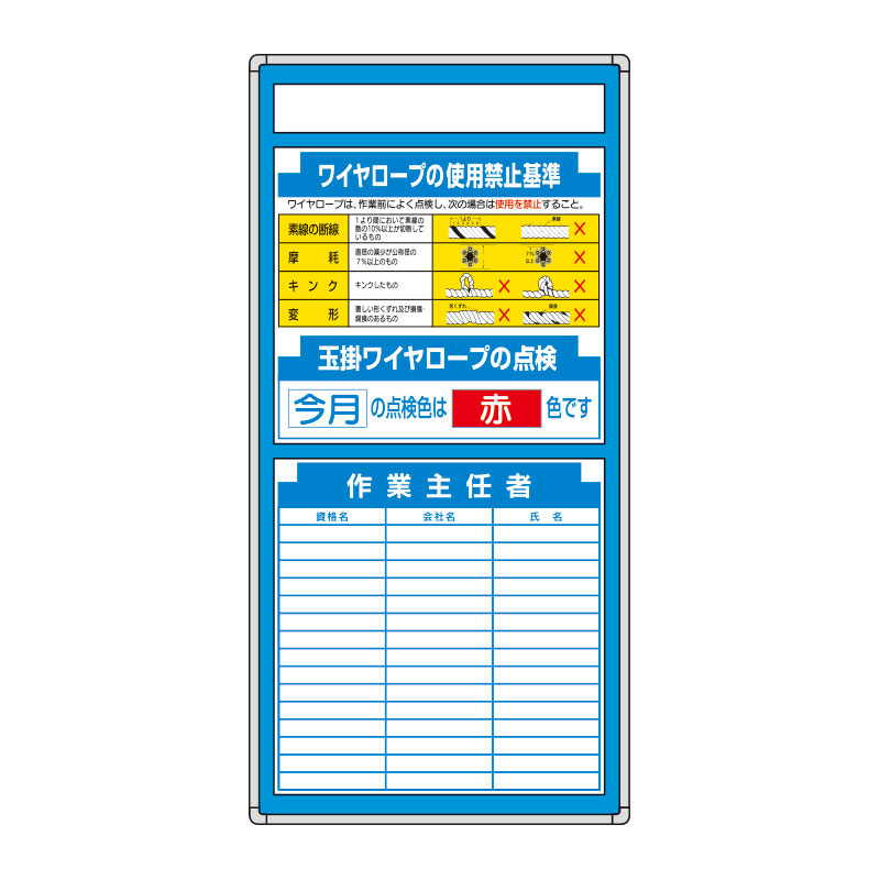 安全掲示板 (木製) 表示板セット 表示内容:ワイヤーロープ・・ 他 (314-03) 安全用品・工事看板通販のサインモール