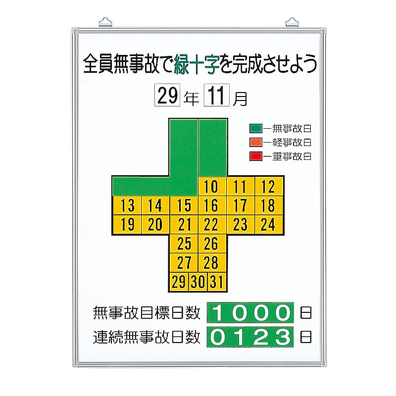 無災害記録表（板・数字板セット） (315-10) - 安全用品・工事看板通販