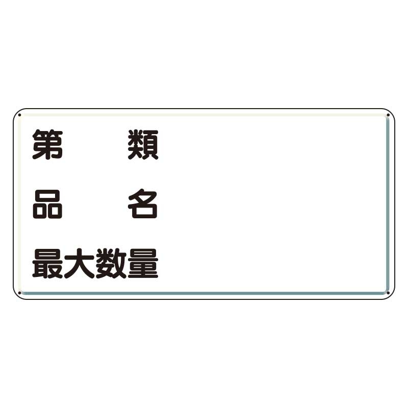 アルミ製危険物標識 第類品名最大数量横 (319-131)