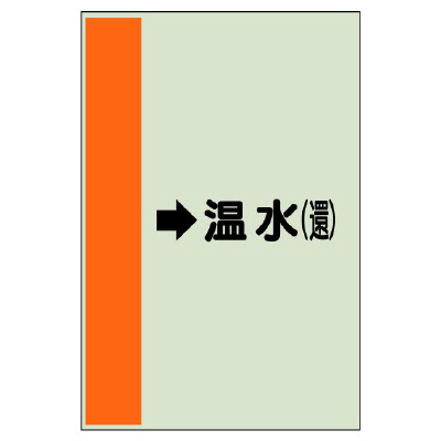 配管識別シート（横管用） →温水(還) 中(700×250) (412-14)