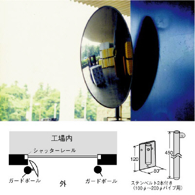 フォークリフト出口ミラー 壁面用 (869-62)