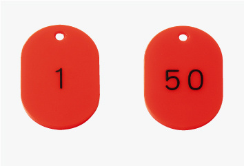 番号札45×30 50枚組 1~50 赤 (877-611)