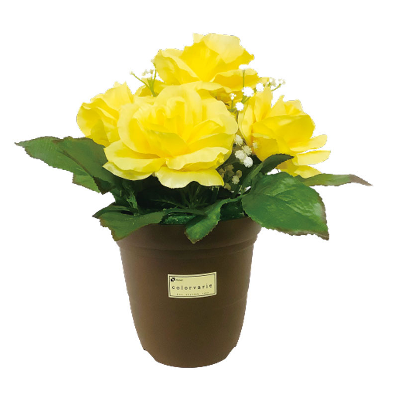 造花鉢 バラ黄 (935-42) 安全用品・工事看板通販のサインモール