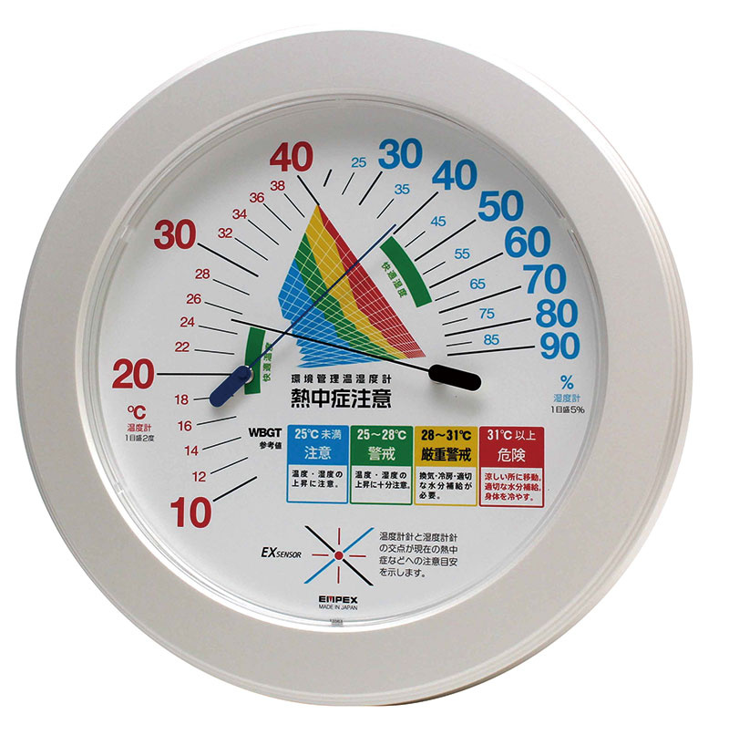 熱中症注意目安付温湿度計 直径230mm (HO-401)