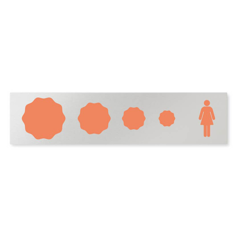 デザイナールームプレート　ポップ 女子トイレ1 アルミ板 W250×H60 (AL-2560-HB-IN1-0205)