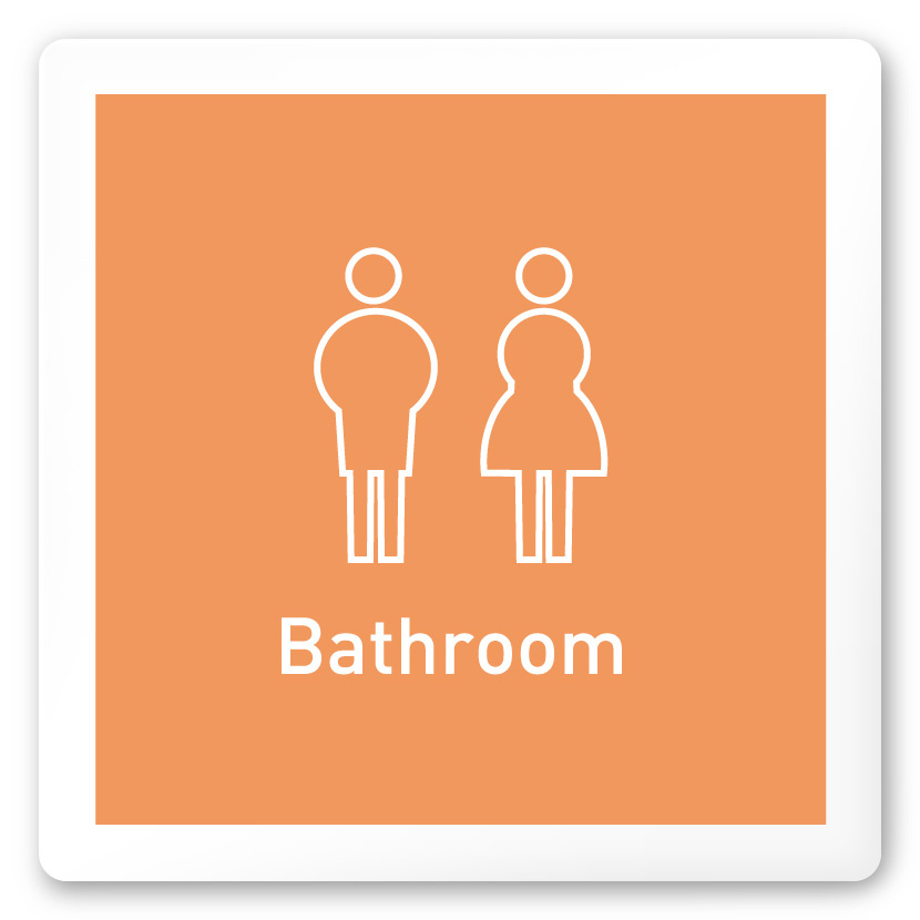 デザイナールームプレート　飲食店向け　シンプル トイレ2 白マットアクリル W150×H150 (AC-1515-RA-IM2-0102)