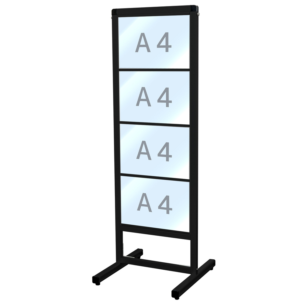 バリウスカードケースメッセージスタンド (片面仕様) A4横×4面 ブラック