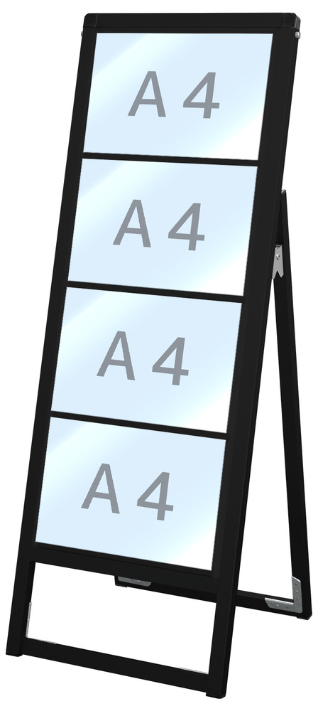 ブラックバリウスカードケーススタンド看板 A4横×4枚 (片面) (BVACCSK-A4Y4K)