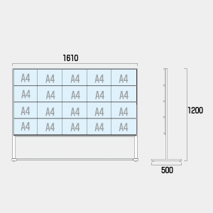 カードケースメッセージスタンド ハイタイプ 仕様:A4横20 片面 (CCMS-A4Y20KH)
