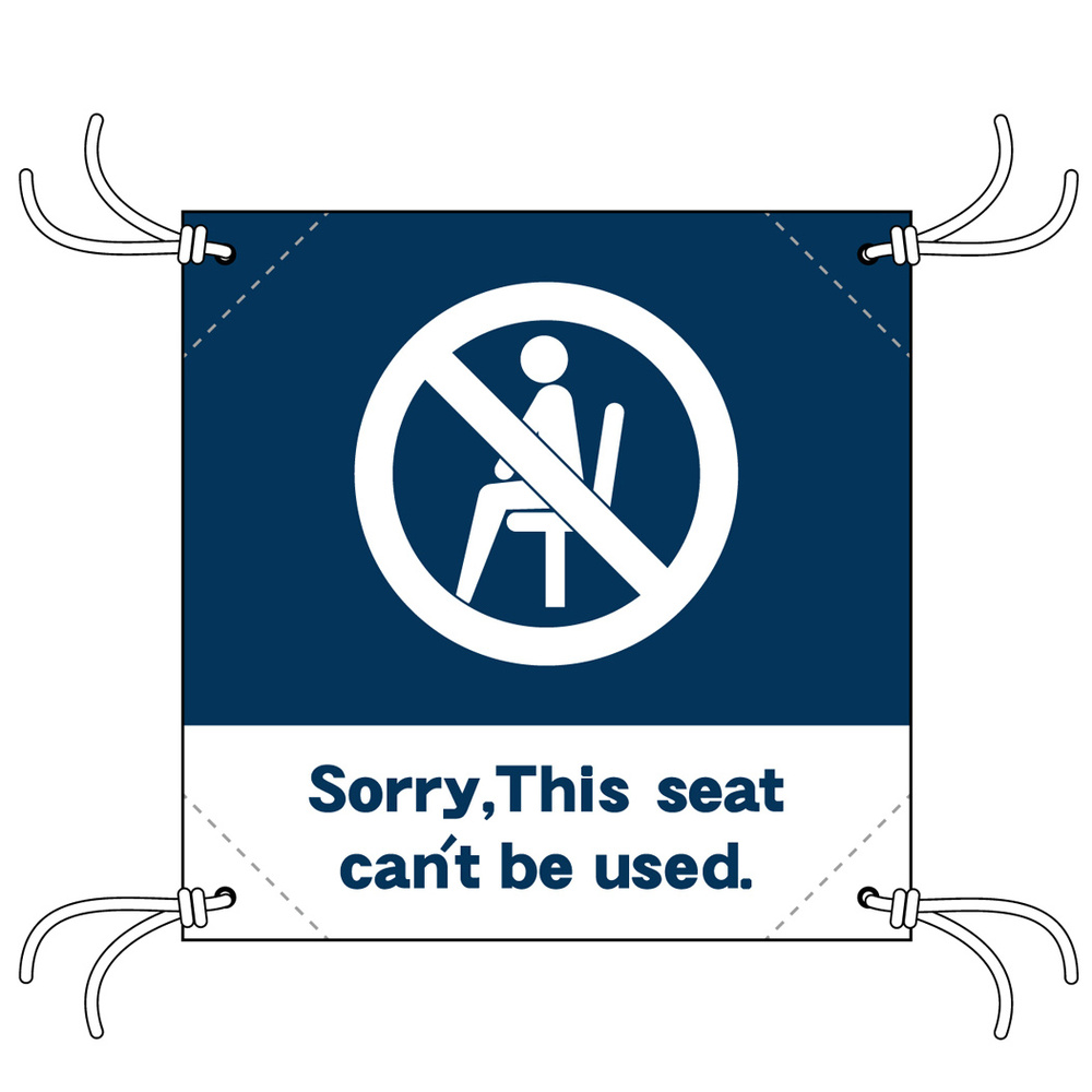 コロナ対策 座席間引き用簡易イスシート 紺地 This seat cant be used (44132)