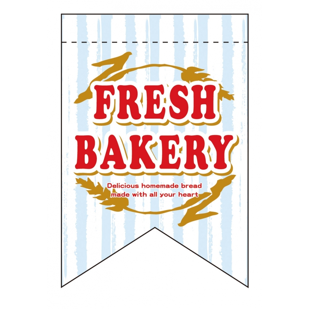 変形タペストリー FRESH BAKERY（リボンカット） カラー:水色 (5863)