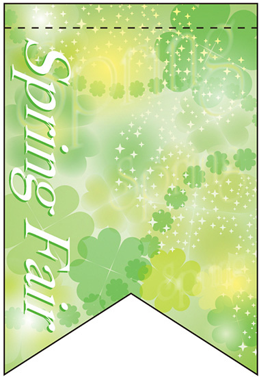 スプリング (グリーンイメージ) リボン型 ミニフラッグ(遮光・両面印刷) (61014)