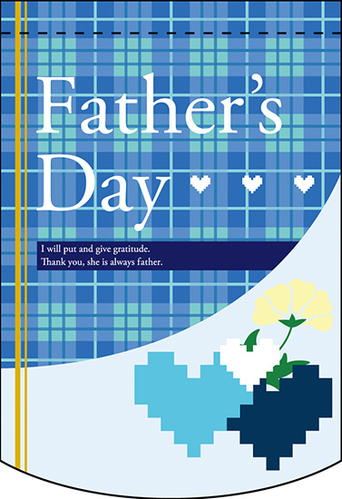 Fathers Day (チェック柄) アーチ型 ミニフラッグ(遮光・両面印刷) (61042)