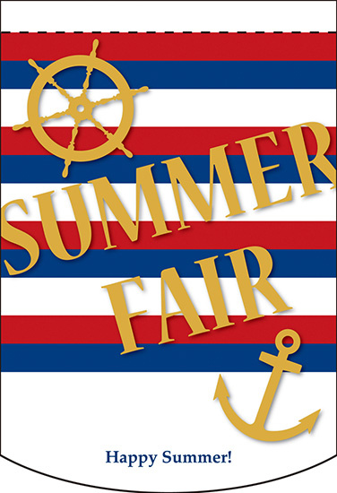 Summer Fair (ボーダー) アーチ型 ミニフラッグ(遮光・両面印刷) (61050)