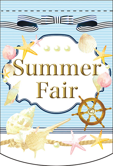 Summer Fair (マリン) アーチ型 ミニフラッグ(遮光・両面印刷) (61055)