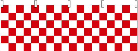 市松柄(紅白) 販促横幕 W1800×H600mm  (68711)