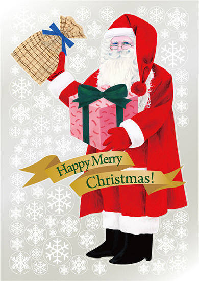 ウィンドウシール 両面印刷 クリスマス サンタクロース Happy Christmas! (6880)