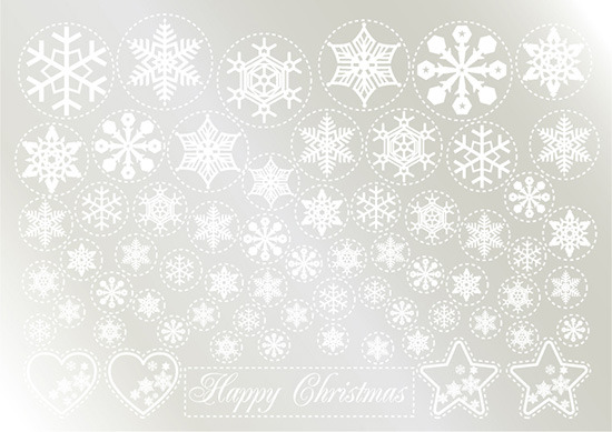 ウィンドウシール 両面印刷 クリスマス 雪の結晶 (6889)