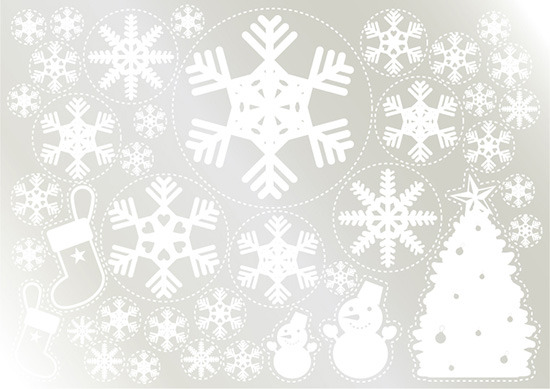ウィンドウシール 両面印刷 クリスマス クリスマスツリー 雪の結晶 (6892)