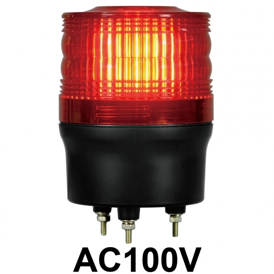 LED回転灯 ニコトーチ Φ90 AC100V 赤 規格:3点留 機能:回転・ブザー (VL09R-100BR)