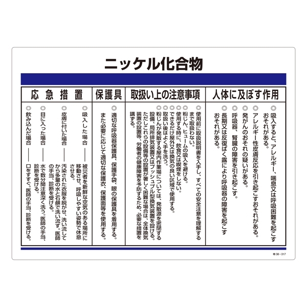 特定化学物質関係標識 450×600×1mm 表記:ニッケル化合物 (035317)