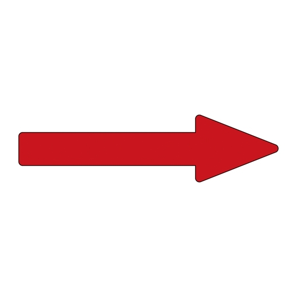 配管識別方向表示アルミステッカー 赤矢印 10枚1組 サイズ:10×70×20×25mm (193444)