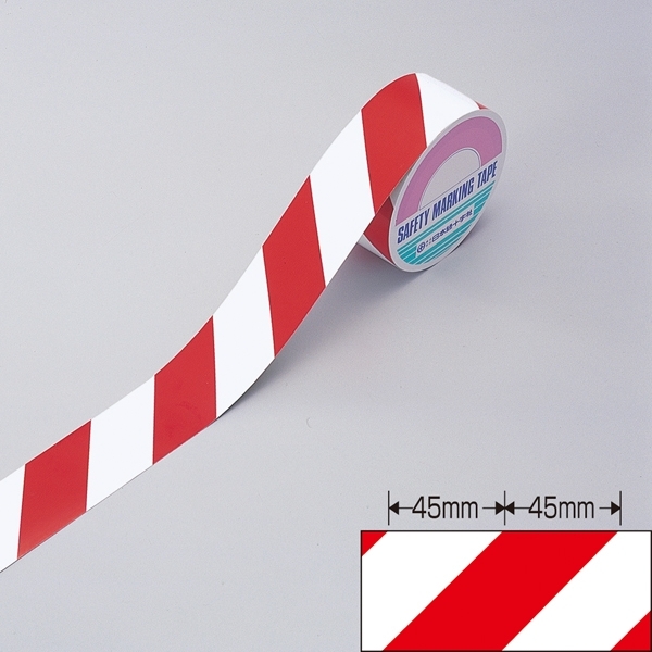 反射トラテープ 赤/白 サイズ:45mm幅×10m×0.15mm (256308)