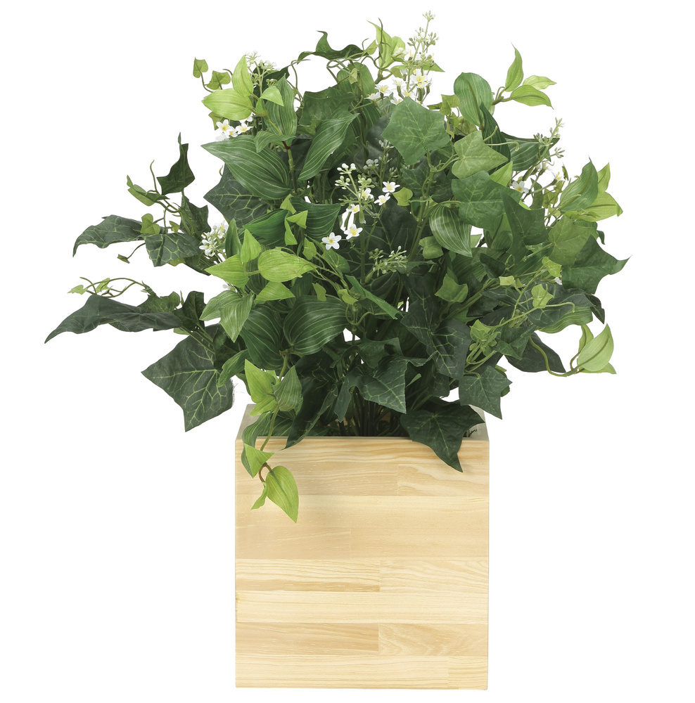光触媒 人工観葉植物 ウッドボックスK (高さ50cm)