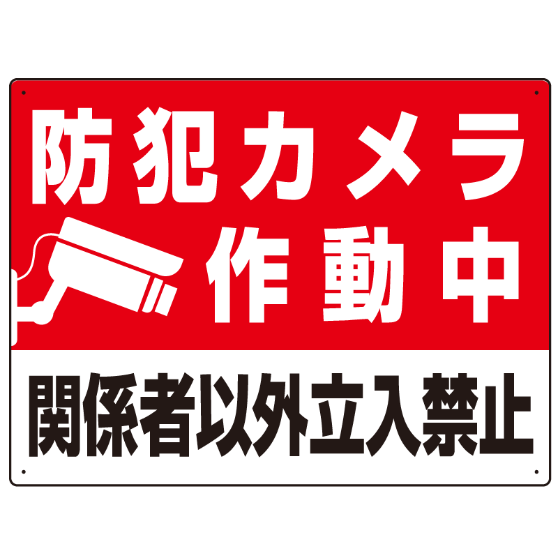 防犯カメラ作動中 関係者以外立入禁止 A オリジナル プレート看板 W600×H450 エコユニボード