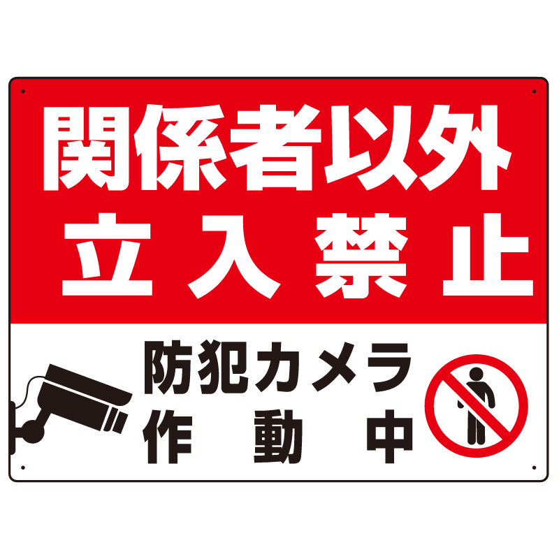 防犯カメラ作動中 関係者以外立入禁止 Bオリジナル プレート看板 W600×H450 エコユニボード