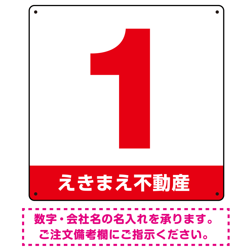 正方形 数字看板 数字・社名入れサービス オリジナル プレート看板 レッド 450角 エコユニボード (SP-SMD467B-45U)