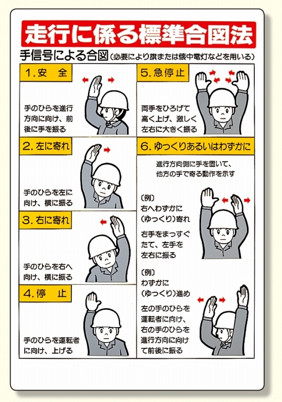 玉掛関係標識 歩行に係る標準合図法 (327-34)