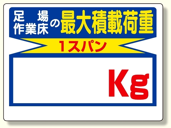 積載荷重標識 足場作業床の..○○? (329-03)