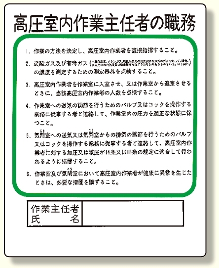 作業主任者職務板 高圧室内.. (356-19)