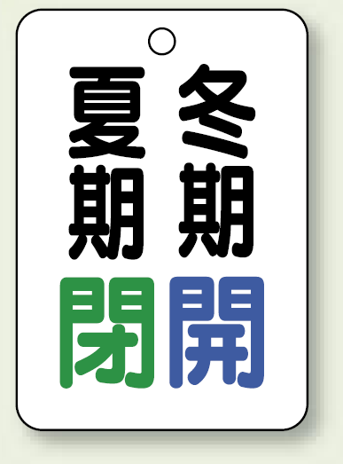 バルブ表示板 夏期閉 (緑) ・冬期開 (青) 65×45 5枚1組 (454-38)