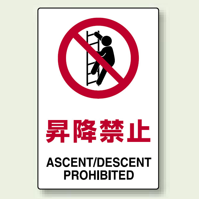 JIS規格安全標識 ボード 昇降禁止 450×300 (802-121)