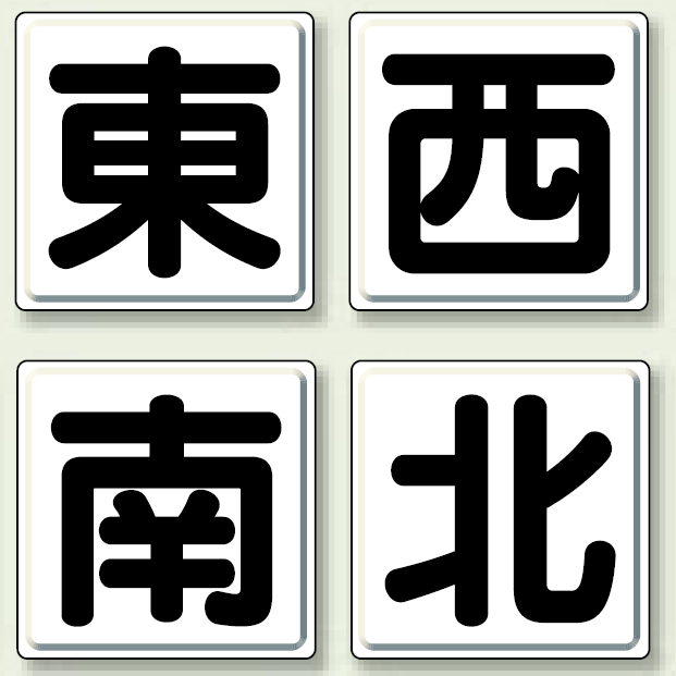 一文字看板 東西南北 鉄板 (明治山) 450×450 (4枚1組) (804-88) - 安全