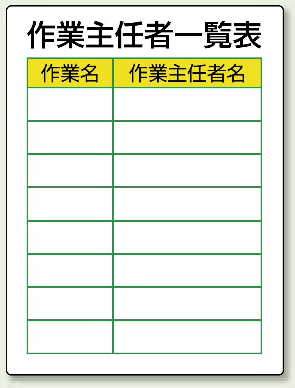 作業主任一覧表 エコユニボード 600×450 (808-30)