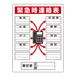 緊急連絡表ボード 600×450 (814-58)