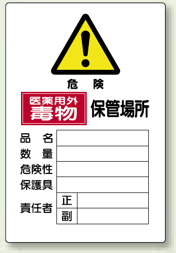 医薬用外毒物 保管場所 鉄板 (普通山) 450×300 (814-68A)