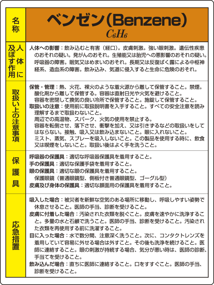 新しい 特定化学物質関係標識 特38-312 ベンゼン エクステリア・ガーデンファニチャー